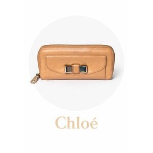 Chloe Zip Around Leather Wallet Tan